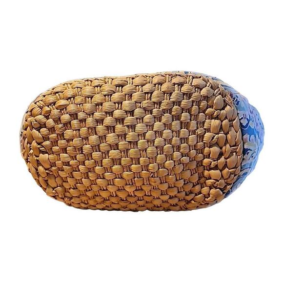 Vera Bradley XLARGE Capri Blue Woven Straw Beach Tote Bag W Sea Shells - Picture 8 of 8